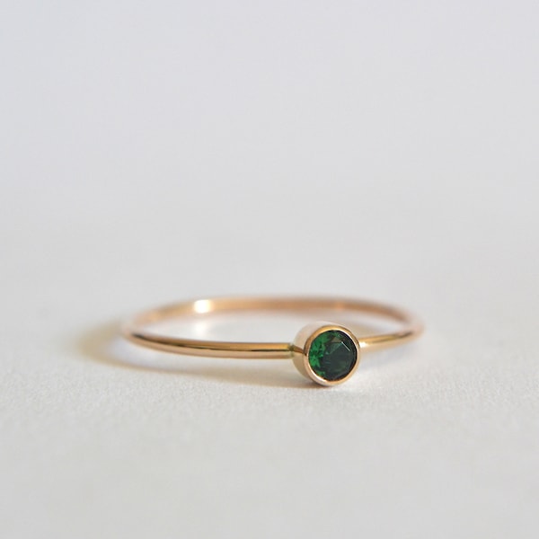 Emerald Ring, Custom Made To Order In Sterling Silver or 14k Gold Filled, Delicate Dainty and Minimalist Stacking Ring, Perfect Gift For Her