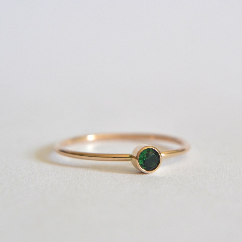 Emerald Ring, Custom Made To Order In Sterling Silver or 14k Gold Filled, Delicate Dainty and Minimalist Stacking Ring, Perfect Gift For Her image 1