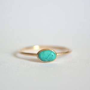 14k Solid Gold, 14k Gold Filled, Or Sterling Silver Oval Natural Turquoise Gemstone Ring, Dainty Genuine Turquoise Ring, Minimalist Jewelry