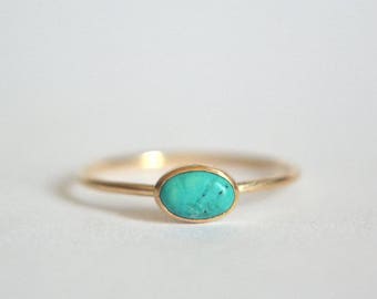 14k Solid Gold, 14k Gold Filled, Or Sterling Silver Oval Natural Turquoise Gemstone Ring, Dainty Genuine Turquoise Ring, Minimalist Jewelry