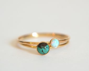 Gold Opal And Turquoise Ring, Opal And Turquoise Ring, Opal Ring, Gold Opal Ring, Opal Ring Gold, Gold Turquoise Ring, Dainty Ring