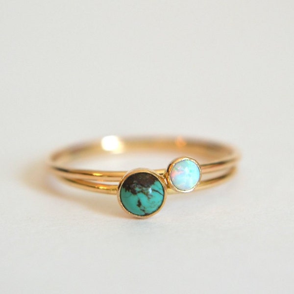 Gold Opal And Turquoise Ring, Opal And Turquoise Ring, Opal Ring, Gold Opal Ring, Opal Ring Gold, Gold Turquoise Ring, Dainty Ring