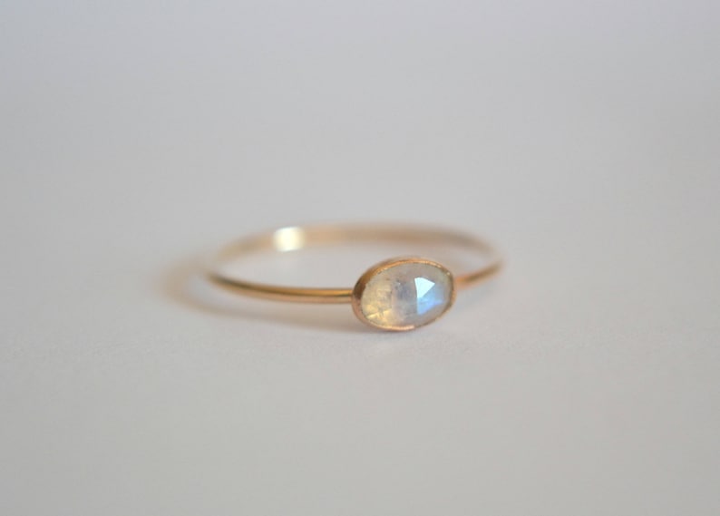 Natural Rainbow Moonstone Ring, Oval Ring, Dainty Ring, Everyday Wear Ring, Minimalist Ring, Gemstone Ring, Unique Jewelry, Gifts For Her image 2