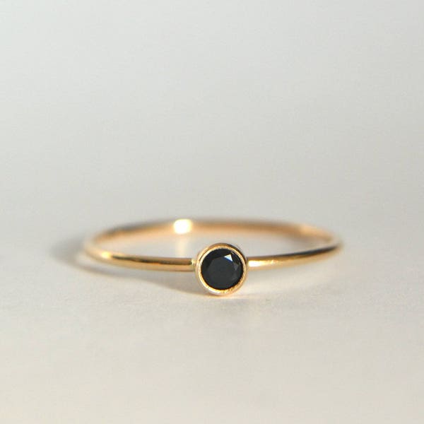 Gold Black Spinel Ring, Gold Filled Black Spinel Ring, Black Spinel Ring, Black Gemstone Ring, Dainty Ring, Black Spinel Ring Gold