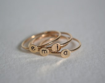 Personalized Initial Ring In 14k Gold Filled or Sterling Silver, Custom Made To Order, Minimalist Initial Ring, Dainty Stacking Ring