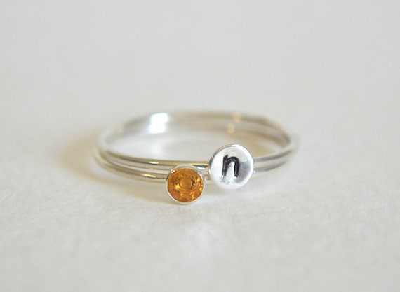 Silver Citrine Ring, Citrine Ring, Dainty Ring, Personalized Ring, Initial Ring, Silver Stacking Ring, Citrine Ring Silver