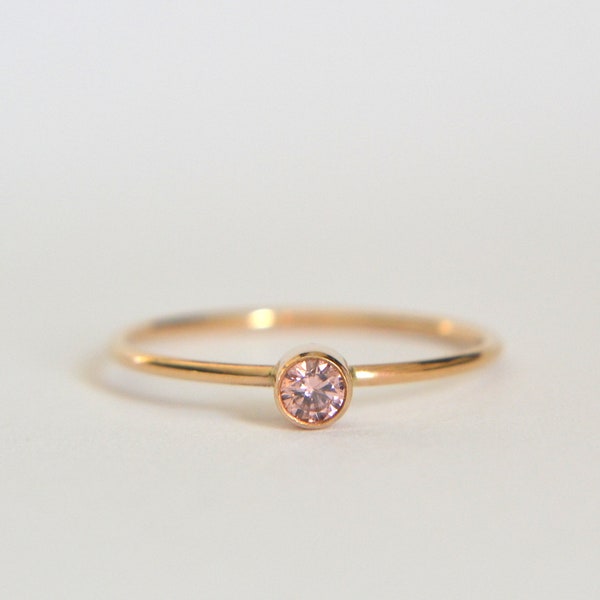 Gold Morganite Ring, Morganite Ring Gold, Morganite Ring, Gold Stacking Ring, Dainty Morganite Ring, Delicate Morganite Ring, Dainty Ring