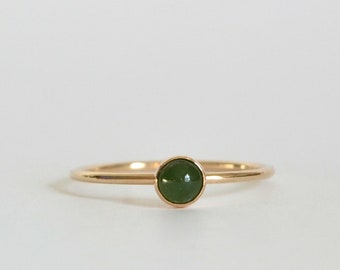 14k Gold Filled Natural Jade Gemstone Ring, Custom Made To Order Handmade Ring, Genuine Jade, Dainty And Minimalist Jewelry, Gift For Her