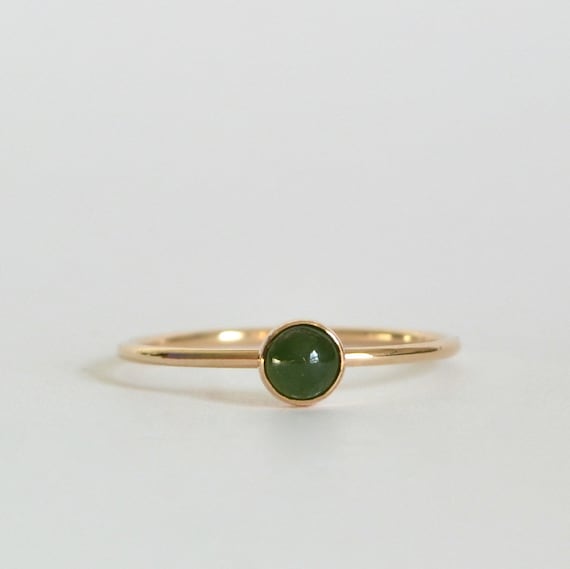 14k Gold Filled Natural Jade Gemstone Ring, Custom Made To Order Handmade  Ring, Genuine Jade, Dainty And Minimalist Jewelry, Gift For Her