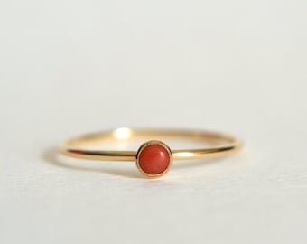 Gold Coral Ring, Coral Ring, Gold Filled Coral Ring, Coral Ring Gold, Coral Gold Ring, Gold Stacking Ring, Dainty Ring, Minimalist Ring