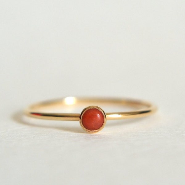 Gold Coral Ring, Coral Ring, Gold Filled Coral Ring, Coral Ring Gold, Coral Gold Ring, Gold Stacking Ring, Dainty Ring, Minimalist Ring