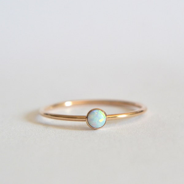 14k Gold Filled or 14k Solid Gold Opal Ring, Dainty and Simple Stacking Opal Ring, Gifts for Her,  Boho and Hippie Ring, Bridesmaid Gifts