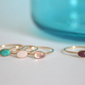 14k Solid Gold, 14k Gold Filled, Or Sterling Silver Oval Natural Turquoise Gemstone Ring, Dainty Genuine Turquoise Ring, Minimalist Jewelry image 6