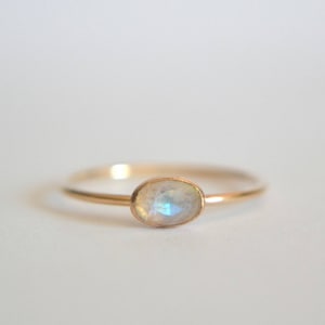 Natural Rainbow Moonstone Ring, Oval Ring, Dainty Ring, Everyday Wear Ring, Minimalist Ring, Gemstone Ring, Unique Jewelry, Gifts For Her image 1