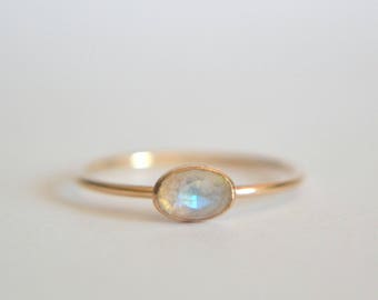 Natural Rainbow Moonstone Ring, Oval Ring, Dainty Ring, Everyday Wear Ring, Minimalist Ring, Gemstone Ring, Unique Jewelry, Gifts For Her