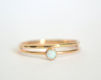 Gold Opal Ring, Opal Ring, Opal Ring Gold, Opal Gold Ring, Bridesmaid Ring, Dainty Opal Ring, Gold Opal Stacking Ring, Gold Stacking Ring