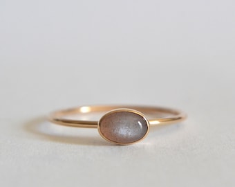 Natural Chocolate Moonstone Ring, Oval Ring, Dainty Ring, Everyday Wear Ring, Minimalist Ring, Gemstone Ring, Unique Jewelry, Gifts For Her