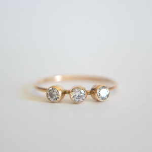 14k Three Stone Diamond Ring, 14k Gold Diamond Ring, Diamond Ring Gold, Three Stone Engagement Ring, Rose Gold Diamond Ring, White Gold Ring