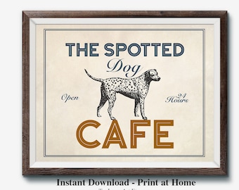 Dog Art  Restaurant Art  Kitchen Art  Vintage Kitchen Print  Vintage Art  Dalmatian  Cafe Print,Retro Prints, Printable Art, Advertising