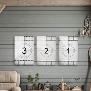 Movie Reel Countdown Prints, Set of 3 Home Theater Decor, Movie Wall Art, Film Lover Media Room, Basement Wall Art, Multiple Sizes
