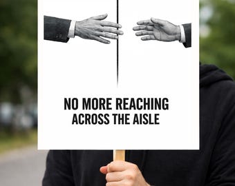 Plus besoin d'aller de l'autre côté de l'allée, affiche politique, enseigne de protestation pour la démocratie