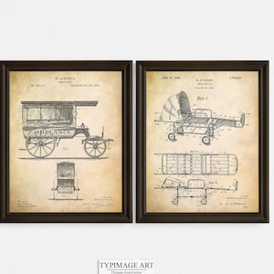 Vintage Ambulance Patent Print Set – Emergency Medical Wall Art – EMT Gift – 1889 & 1929 Ambulance Decor – Printable Medical Poster