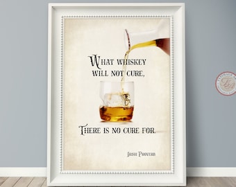 Funny Irish Drinking Quote What Whiskey will Not Cure Whiskey Wall Art and Gift  Irish Proverb  Whiskey Wall Art  Download Print at Home