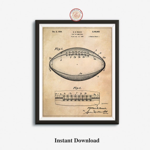 Sports Gift Football Art Gifts for Men Football Patent Etsy