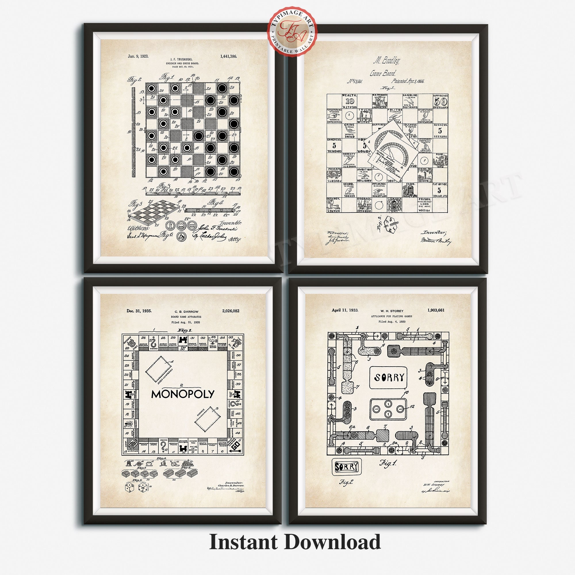Vintage Board Games Art, Board Game Wall Art, Basement Game Room Decor ...