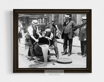 VINTAGE PHOTO PRINTABLE, Prohibition Photo, Whiskey Bar Decor, Retro Black and White Photo, Prohibition Home Bar Art, Vintage Photography