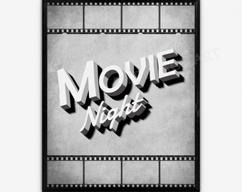 Movie Night  Home Movie Theater  Movie Posters  Movie Room Decor  Movie Wall Art  Home Theater  Classic Movie Art, Black and White