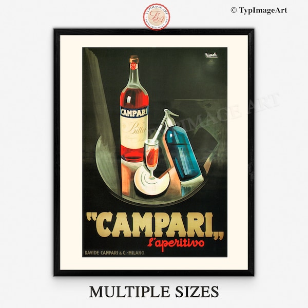 Campari Poster  Vintage Alcohol Poster  Bar Decor  Vintage Poster Printable  Dining Room Decor  Italian Poster Decor  Marcello Nizzoli