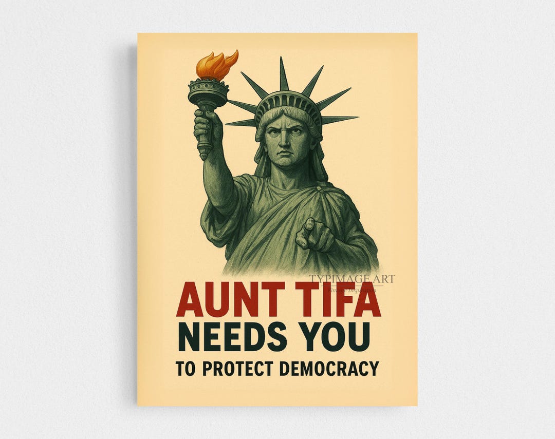 Aunt Tifa Needs You Protest Poster – Vintage WWII Style Liberty