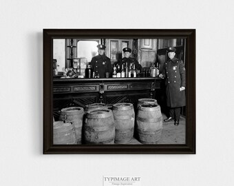 Vintage Speakeasy Print | Restored Prohibition Photograph | 1920s Federal Agents Raid | History Print | Antique Americana Photo