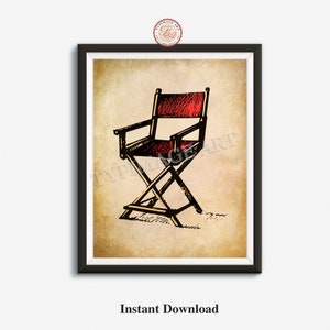 Hollywood Wall Art  Cinema Decor  Movie Art Print  Director Chair  Movie Posters  Home Theater  Movie Lover, INSTANT DOWNLOAD