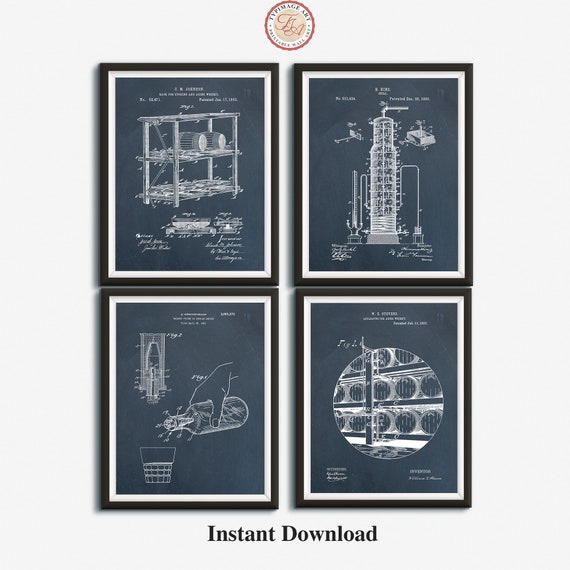 Whiskey Decor Printable Patent Art Bourbon Art Wet Bar Etsy