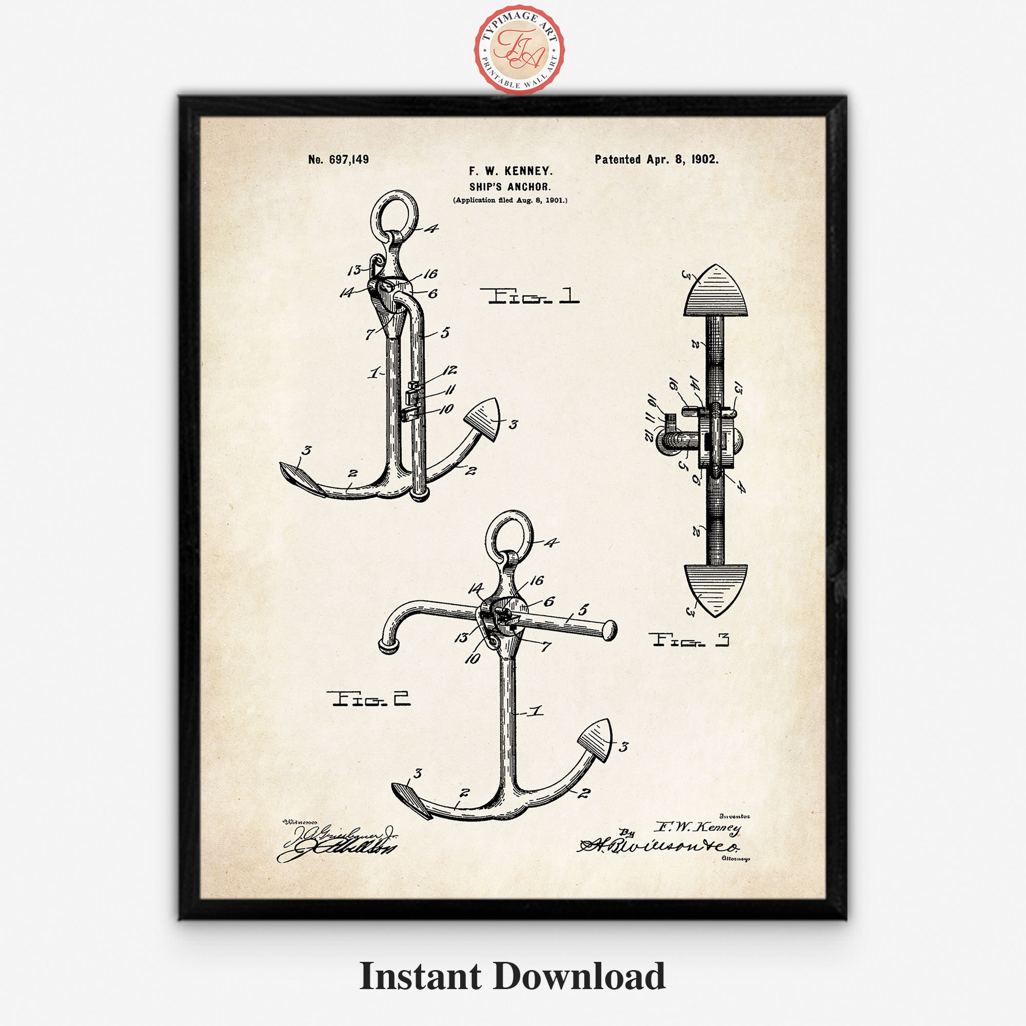 Vintage Maritime Art, Nautical Decor, Set of 6 Nautical Sailing Patent ...