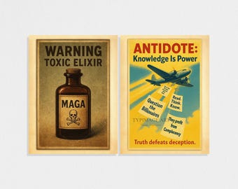 Lot de 2 affiches de propagande vintage, style Seconde Guerre mondiale, affiche recto-verso, décoration murale politique, art de la protestation contre les rois, anti-MAGA, téléchargement immédiat