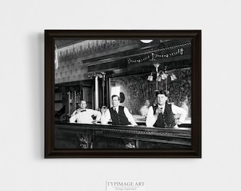 Historic Tavern Print 1920s | Bartenders at Grand Hotel Bar | Vintage Saloon Photograph | Roaring Twenties Decor
