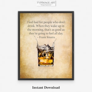 Basement Bar Wall Art Print - Whiskey Lover Bar Wall Decor, Drunk Humor, Home Bar Rustic Print, Retro Style Whiskey Art