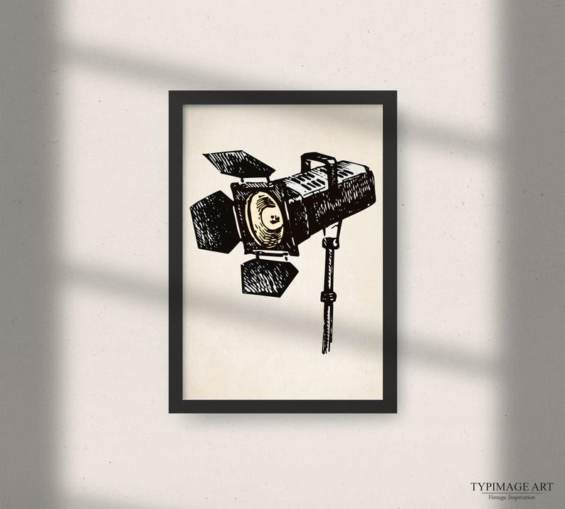 Movie Room Decor, Set of 8, Illustrated Movie Theme Wall Art, Home