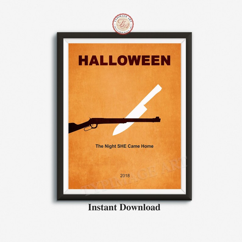 Halloween, Minimalist Movie Poster, Original Movie Posters, Home Theater Decor, Printable Movie Art, Jamie Lee Curtis, Typography
