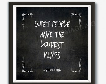 Stephen King Quote  Stephen King Print  Horror Wall Art  Quote Print  Author Quote  Steven  Quiet People, Gothic Print, Printable Horror