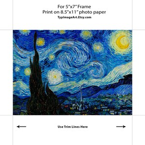 Starry Night Van Gogh Print Printable Painting Vincent Van Gogh Famous ...