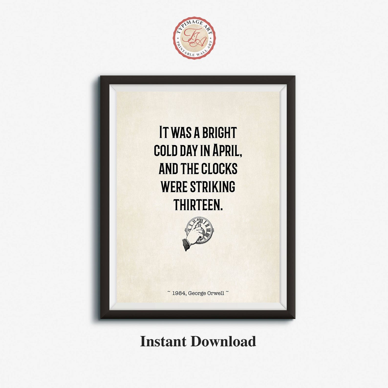 Orwell 1984 Clocks Were Striking 13 Vintage Style Etsy