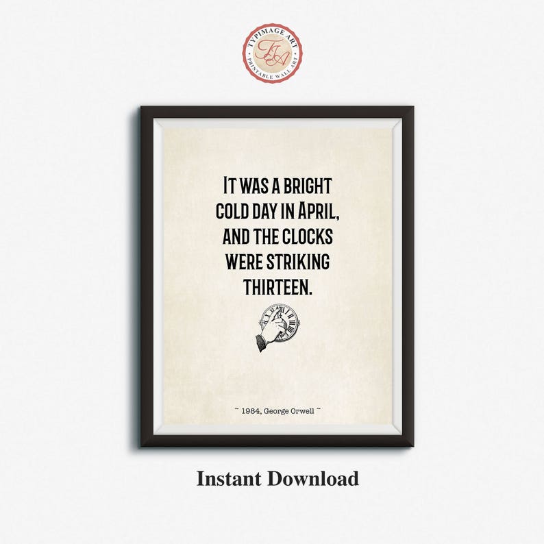 Orwell 1984 Clocks Were Striking 13 Vintage Style Etsy