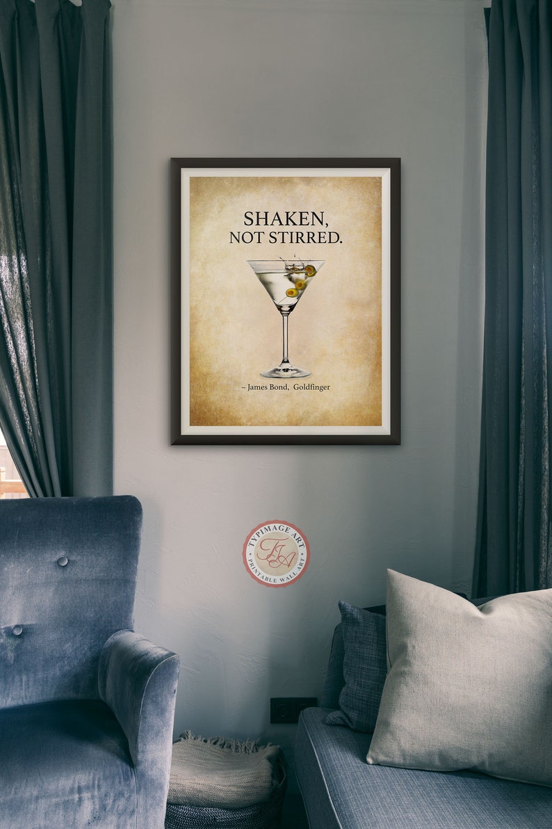 Wet Bar Decor James Bond Quote Martini Martini Print Bond Etsy