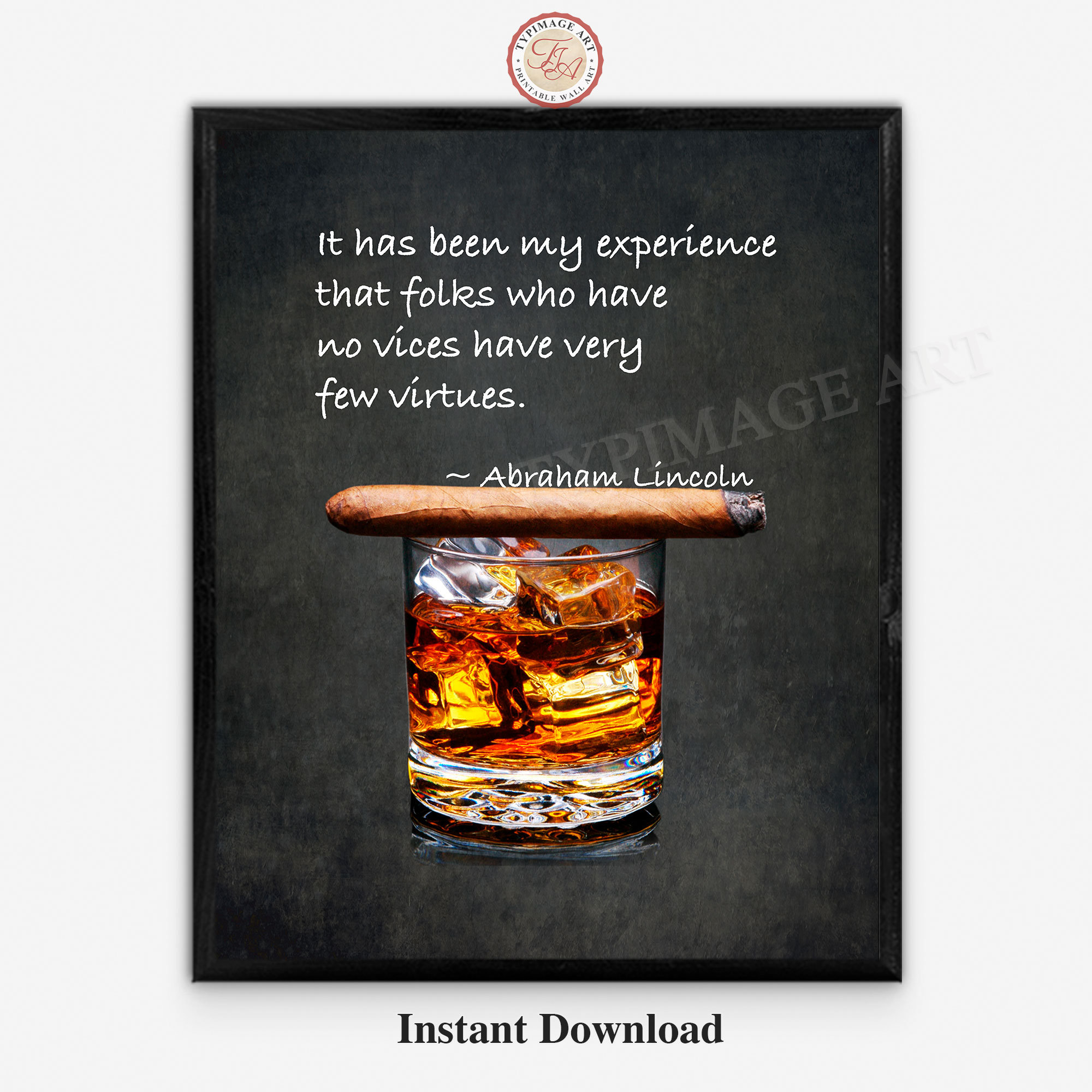 Whiskey Gift Bourbon Quote Whiskey Art Bar Decor Bar Wall Etsy
