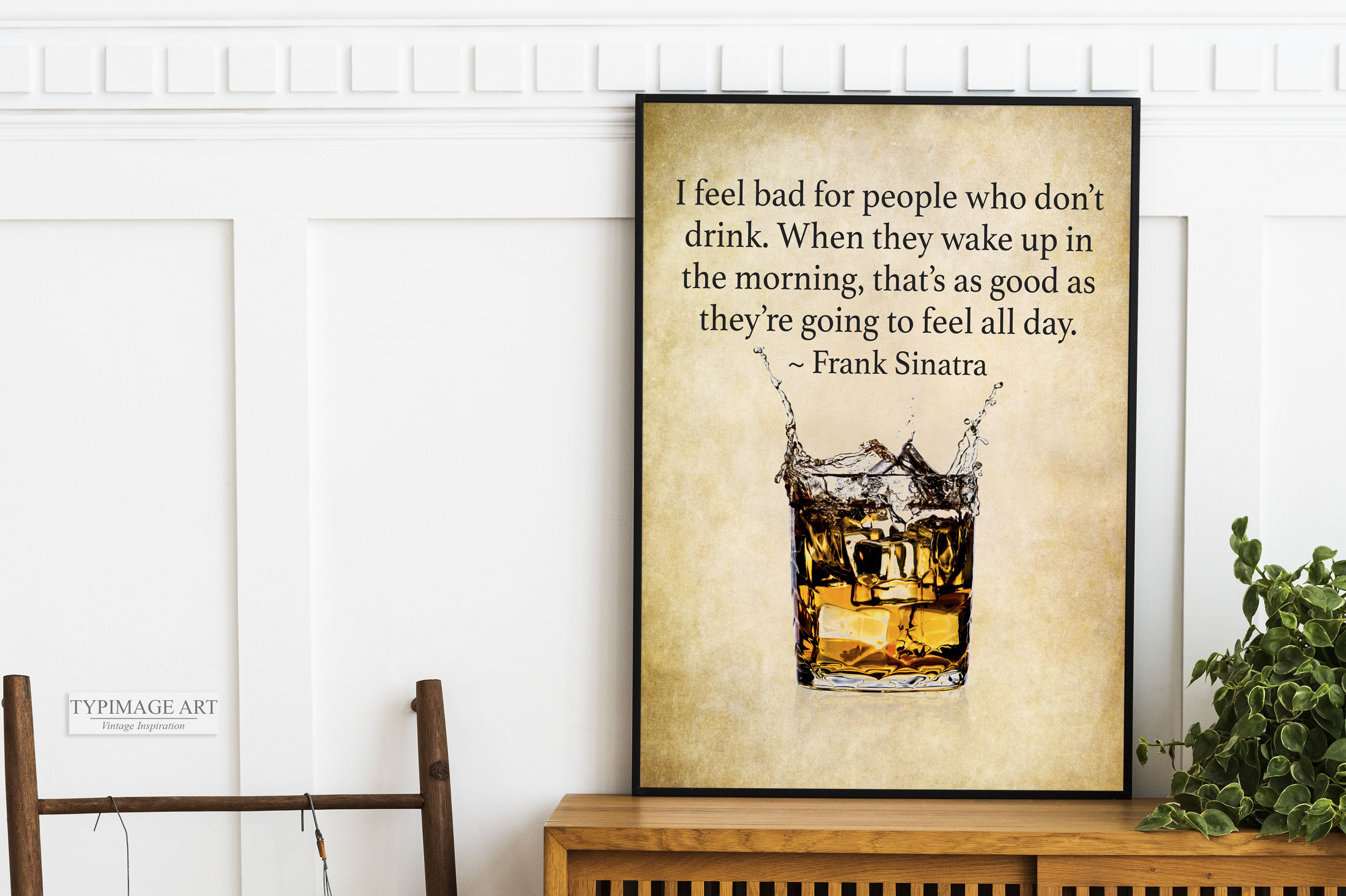 レトロなバーの装飾、有名なウイスキーの名言、アートプリント、ウイスキー愛好家のウォールアート、お酒を飲まない人はかわいそう、男の隠れ家バーボン -  Etsy 日本, image size:3000x1999