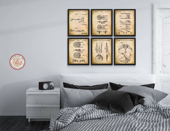 Star Trek Printable Art Wall Art Set Of 6 Star Trek Prints Star Trek Poster Phaser Home Theater Decor Enterprise Klingon